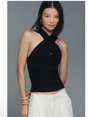 Nwt Sleeveless Black Crisscross Knit Tank Top - Women's